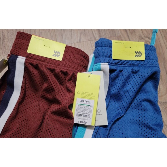 NWT 2 pairs Youth All in motion mesh pull on Shorts Size XS blue red - Picture 2 of 5